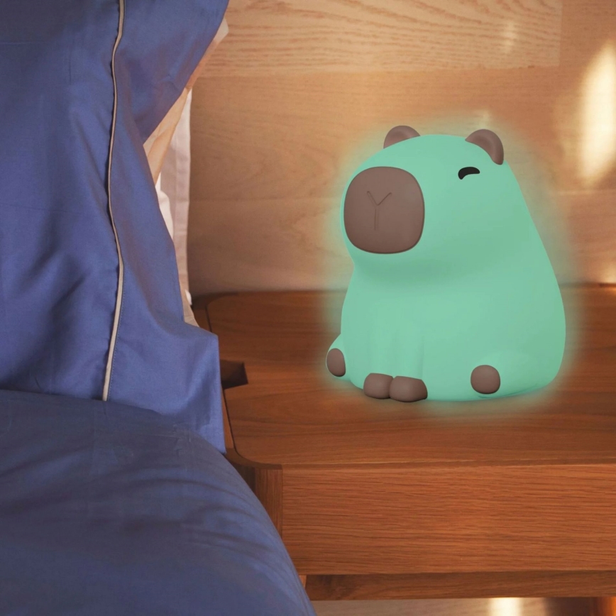 LED RGBW Dimbaar kinder aanraken lamp LED/1W/5V USB 1200 mAh capibara