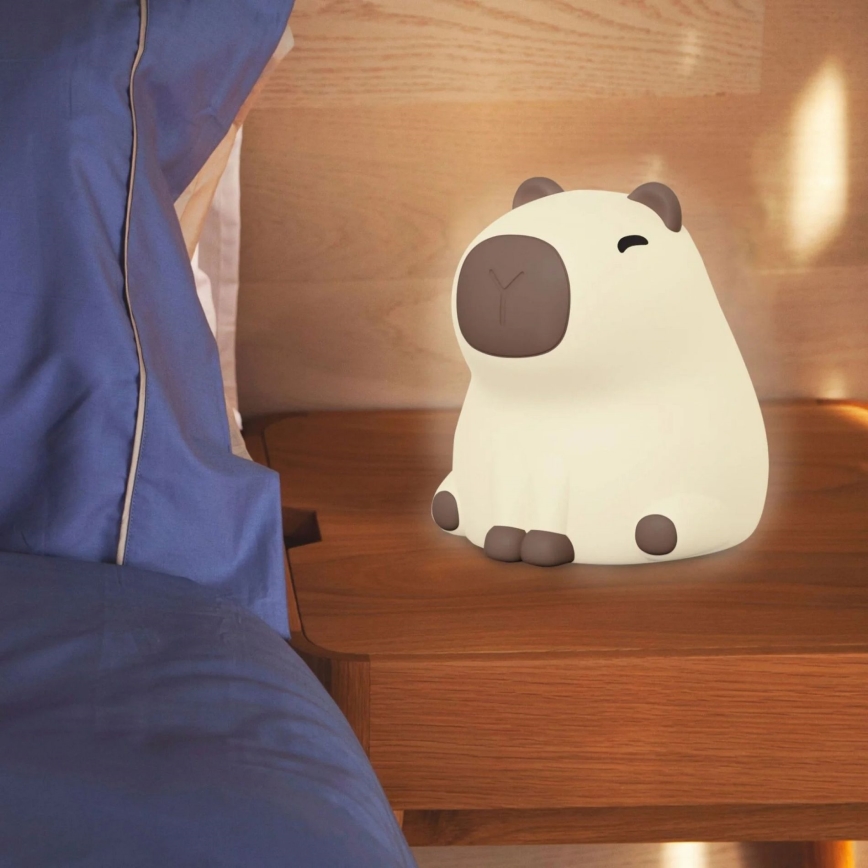 LED RGBW Dimbaar kinder aanraken lamp LED/1W/5V USB 1200 mAh capibara