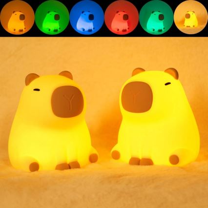 LED RGBW Dimbaar kinder aanraken lamp LED/1W/5V USB 1200 mAh capibara