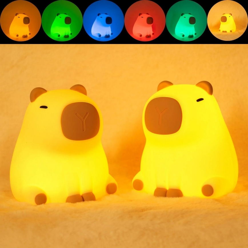 LED RGBW Dimbaar kinder aanraken lamp LED/1W/5V USB 1200 mAh capibara
