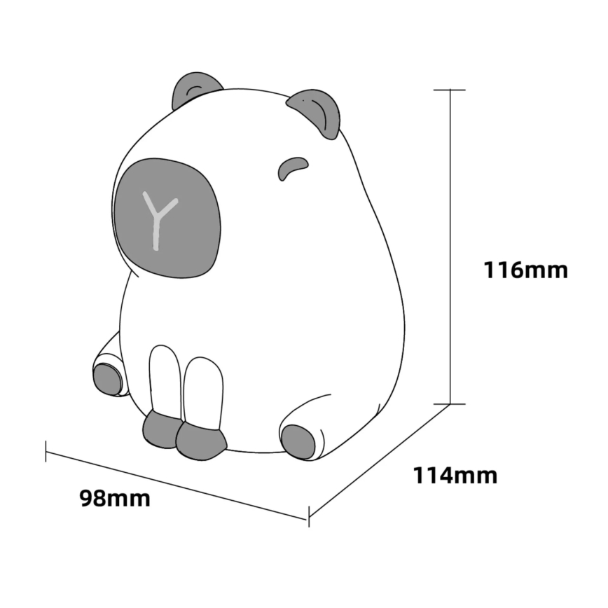 LED RGBW Dimbaar kinder aanraken lamp LED/1W/5V USB 1200 mAh capibara