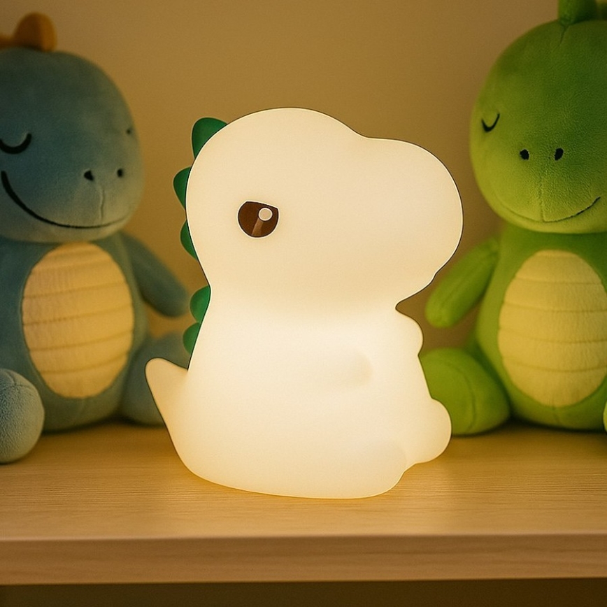 LED RGBW dimbaar oplaadbaar nachtlampje voor kinderen met aanraakbediening DINO LED/1W/5V 1200 mAh