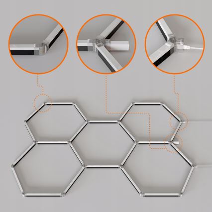 LED RGBW Dimbaar plafondlamp HEXAGON LED/144W/85-265V 7000K 205x142 cm CRI 90 IP54 wit + afstandsbediening