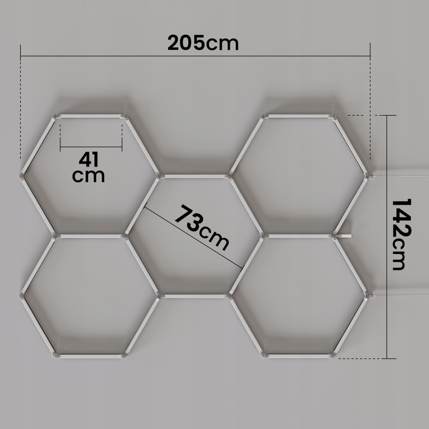 LED RGBW Dimbaar plafondlamp HEXAGON LED/144W/85-265V 7000K 205x142 cm CRI 90 IP54 wit + afstandsbediening