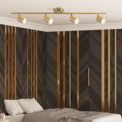 LED RGBW dimbare spot GOLDIE 4xGU10/4,8W/230V 3000K goudkleurig + afstandsbediening