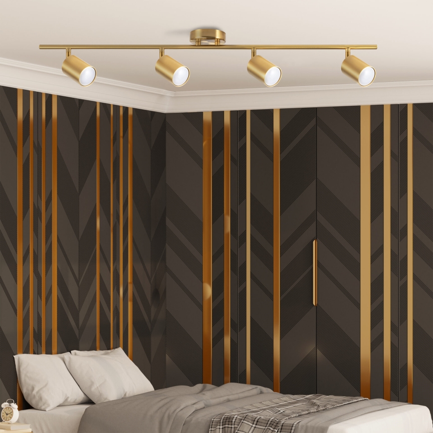 LED RGBW dimbare spot GOLDIE 4xGU10/4,8W/230V 3000K goudkleurig + afstandsbediening