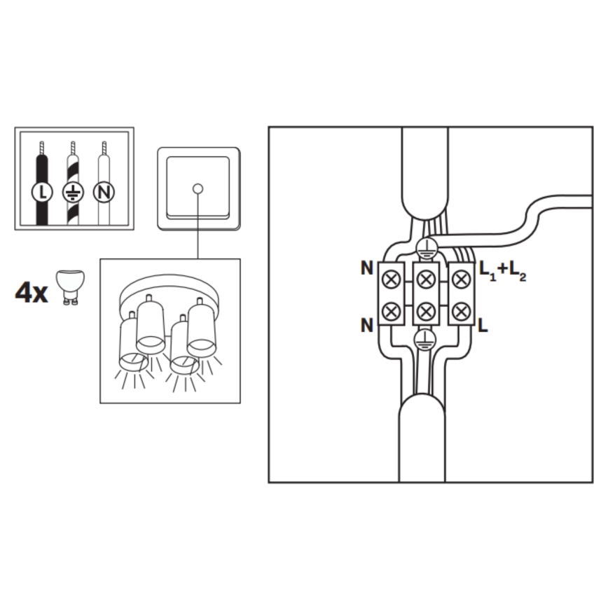 LED RGBW dimbare badkamerspot TURYN 4xGU10/4,8W/230V 3000K IP44 wit + afstandsbediening