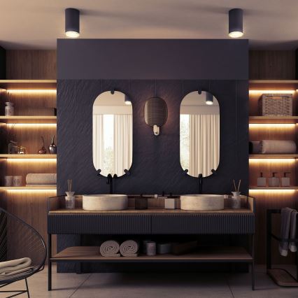 LED RGBW dimbare badkamerspot TURYN 1xGU10/4,8W/230V 3000K IP44 zwart + afstandsbediening