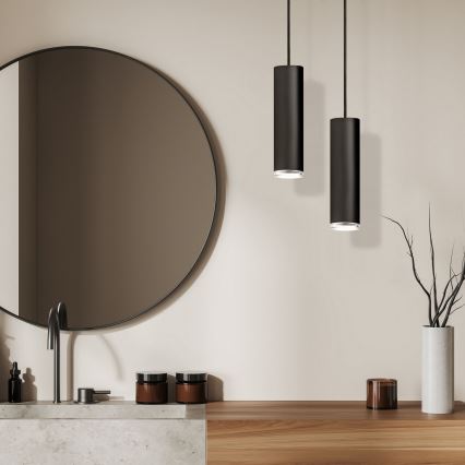 LED RGBW dimbare badkamerhanglamp aan kabel TURYN 1xGU10/6W/230V 3000K IP44 zwart + afstandsbediening