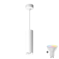 LED RGBW dimbare badkamerhanglamp met kabel TURYN 1xGU10/6W/230V 3000K IP44 wit