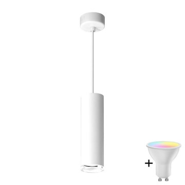 LED RGBW dimbare badkamerhanglamp met kabel TURYN 1xGU10/6W/230V 3000K Wi-Fi IP44 wit