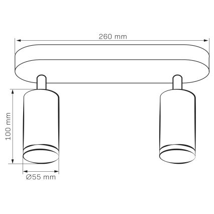 LED RGBW dimbare badkamerspot TURYN 2xGU10/4,8W/230V 3000K IP44 zwart + afstandsbediening