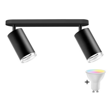 LED RGBW dimbare badkamerspot TURYN 2xGU10/6,5W/230V 2700-6500K Wi-Fi IP44 zwart