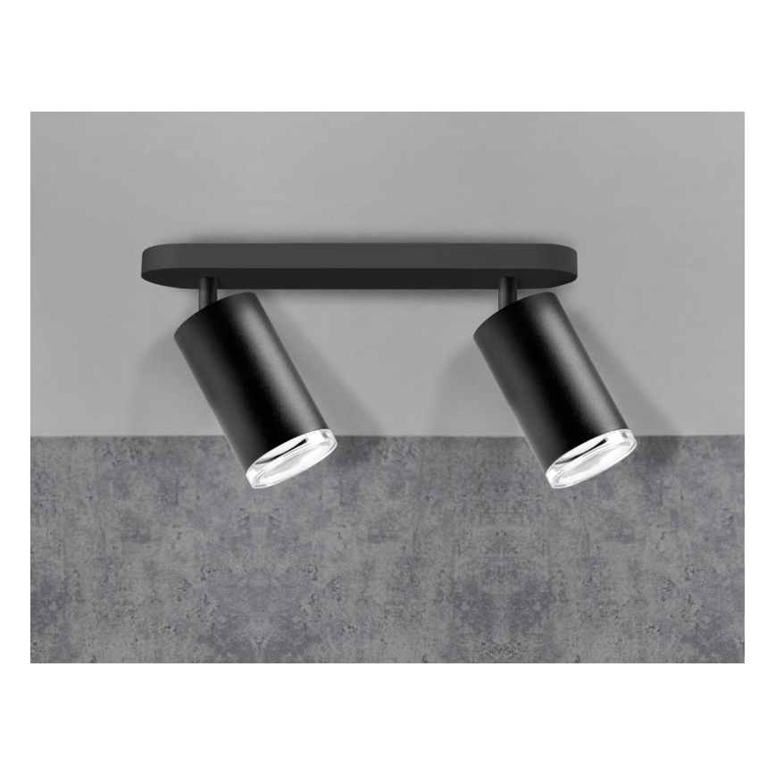 LED RGBW dimbare badkamerspot TURYN 2xGU10/6W/230V 3000K IP44 zwart + afstandsbediening