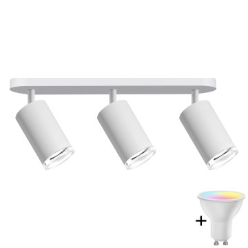 LED RGBW dimbare badkamerspot TURYN 3xGU10/4,8W/230V 3000K IP44 wit + afstandsbediening