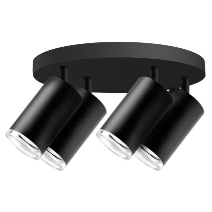 LED RGBW dimbare badkamerspot TURYN 4xGU10/4,8W/230V/3000K/IP44 zwart + afstandsbediening