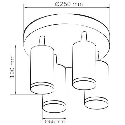 LED RGBW dimbare badkamerspot TURYN 4xGU10/4,8W/230V/3000K/IP44 zwart + afstandsbediening