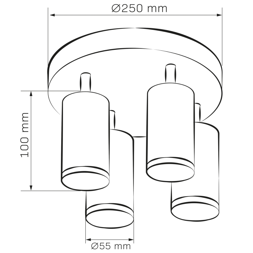LED RGBW dimbare badkamerspot TURYN 4xGU10/4,8W/230V/3000K/IP44 zwart + afstandsbediening