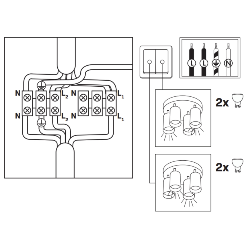 LED RGBW dimbare badkamerspot TURYN 4xGU10/4,8W/230V/3000K/IP44 zwart + afstandsbediening