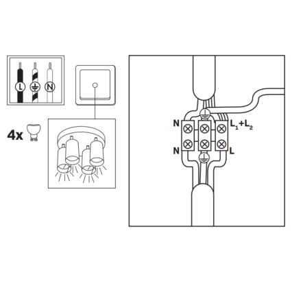 LED RGBW dimbare badkamerspot TURYN 4xGU10/4,8W/230V/3000K/IP44 zwart + afstandsbediening