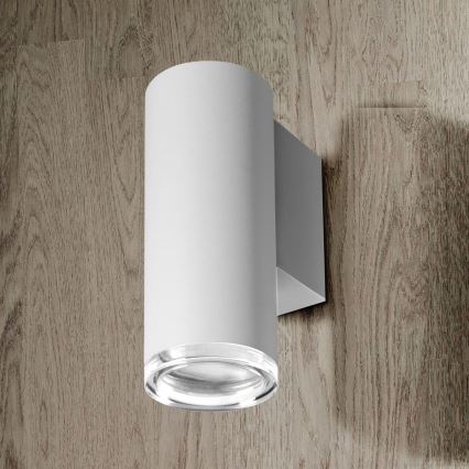 LED RGBW dimbare badkamerwandlamp TURYN 1xGU10/4,8W/230V 3000K IP44 wit met afstandsbediening
