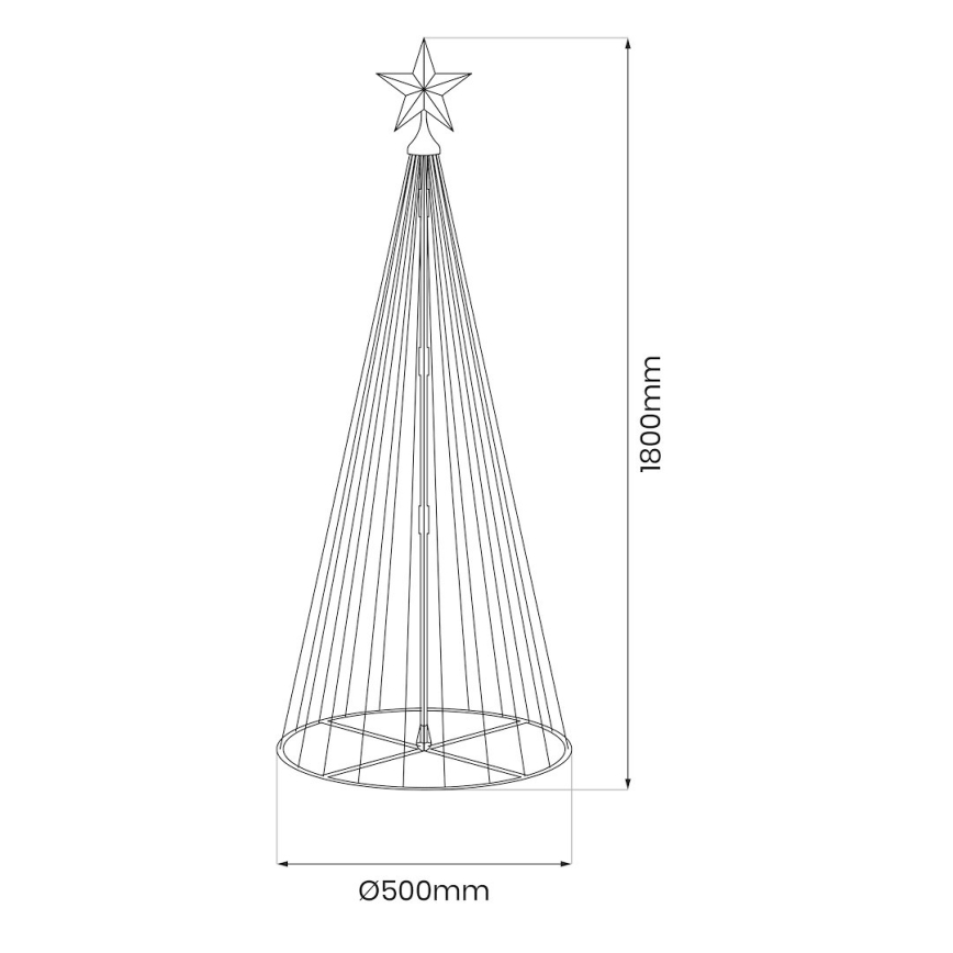 Dimbare RGBW LED kerstdecoratie voor buiten LED/4W/230V 180 cm IP44 kerstboom + afstandsbediening