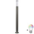 LED RGBW dimbare buitenlamp LIVIA 1xE27/6,5W/230V 2700-6500K Wi-Fi 100 cm IP44 zilver