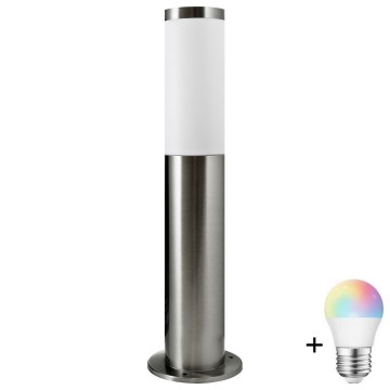 LED RGBW dimbare buitenlamp LIVIA 1xE27/6,5W/230V 2700-6500K Wi-Fi 45 cm IP44 zilver
