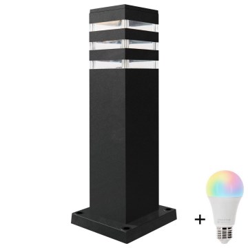 LED RGBW dimbare buitenlamp TEKSAS 1xE27/12W/230V 2700-6500K Wi-Fi 44 cm IP44 antraciet