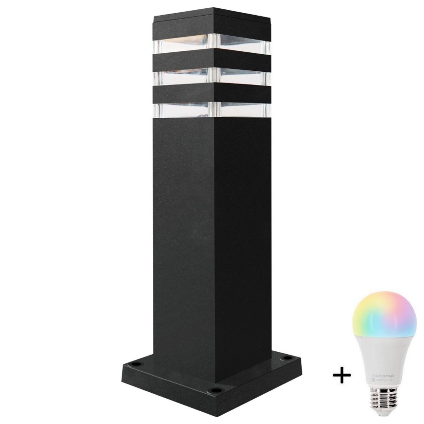 LED RGBW dimbare buitenlamp TEKSAS 1xE27/12W/230V 2700-6500K Wi-Fi 44 cm IP44 antraciet