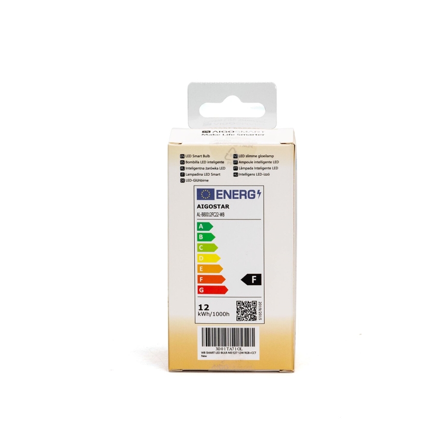 LED RGBW dimbare lamp A60 E27/12W/230V 2700-6500K Wi-Fi - Aigostar