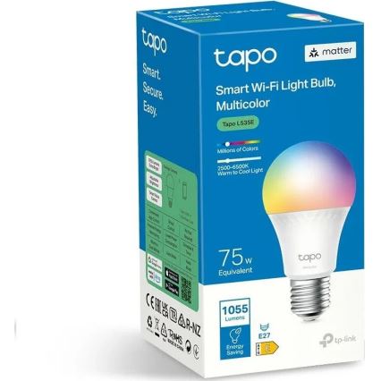 Dimbare LED RGBW-lamp MATTER A60 E27/8,6W/230V 2500-6500K Wi-Fi - TP-Link