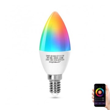 LED RGBW dimbare lamp C37 E14/5W/230V 3000-6500K Wi-Fi - Aigostar