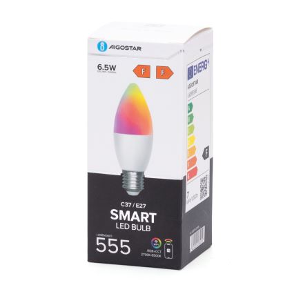 LED RGBW dimbare lamp C37 E27/6,5W/230V 2700-6500K Wi-Fi - Aigostar