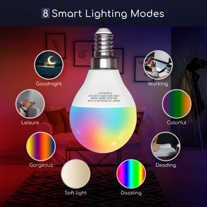 LED RGBW dimbare lamp G45 E14/5W/230V 3000-6500K Wi-Fi - Aigostar