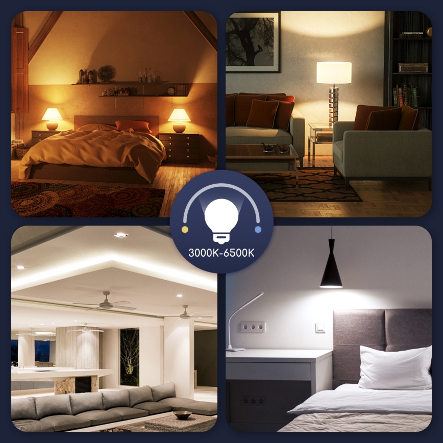 LED RGBW dimbare lamp G45 E14/5W/230V 3000-6500K Wi-Fi - Aigostar