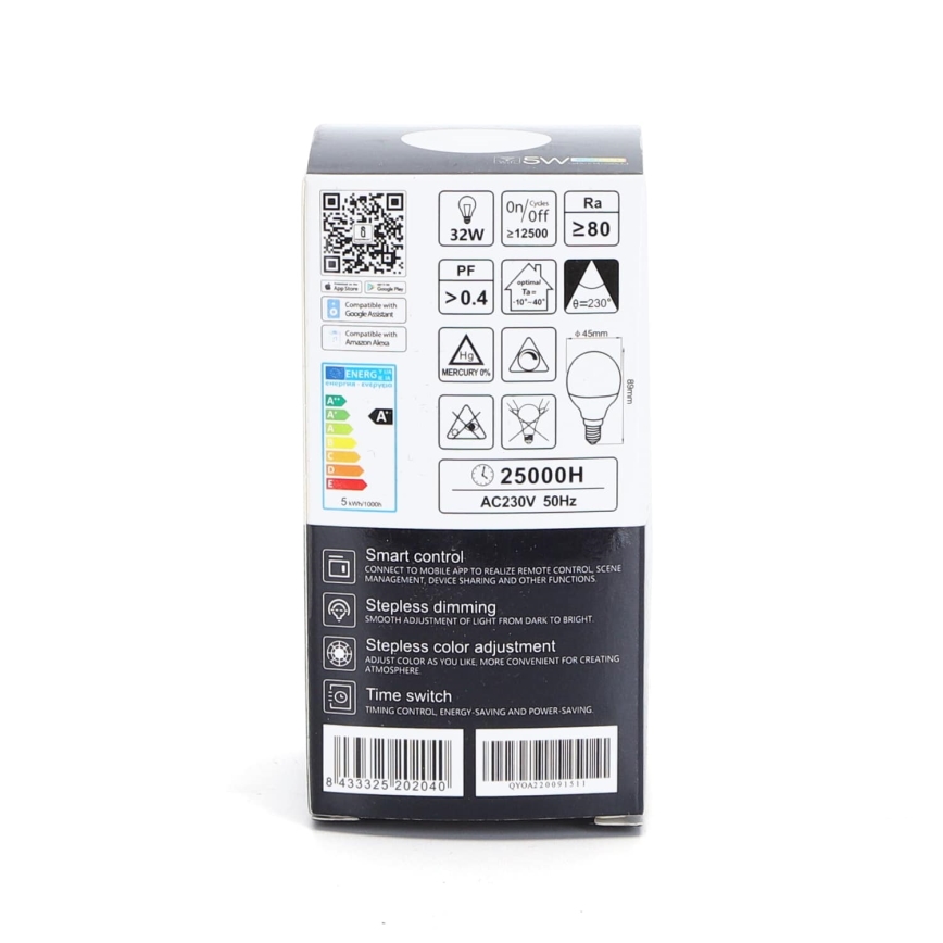 LED RGBW dimbare lamp G45 E14/5W/230V 3000-6500K Wi-Fi - Aigostar