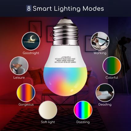 LED RGBW dimbare lamp G45 E27/5W/230V 3000-6500K Wi-Fi - Aigostar