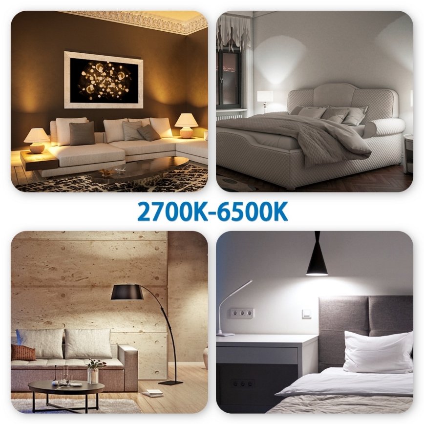 LED RGBW dimbare lamp G45 E27/6,5W/230V 2700-6500K Wi-Fi - Aigostar