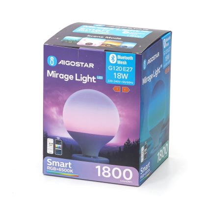 LED RGBW dimbare lamp MESH G120 E27/18W/230V 6500K + afstandsbediening - Aigostar