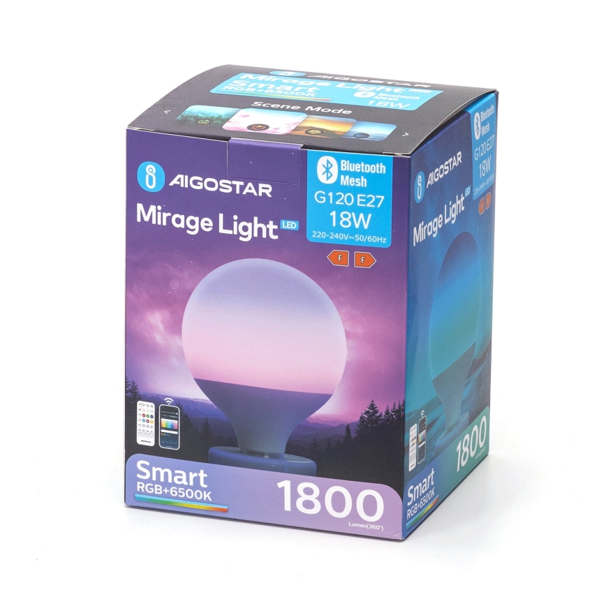LED RGBW dimbare lamp MESH G120 E27/18W/230V 6500K + afstandsbediening - Aigostar