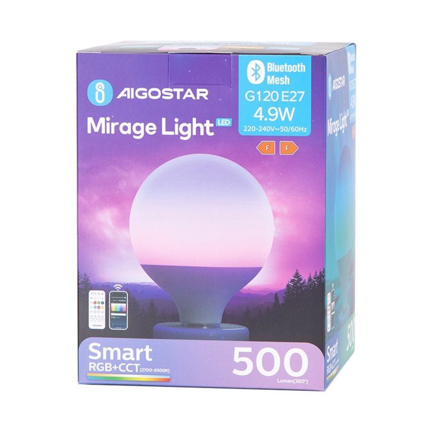 LED RGBW dimbare lamp MESH G120 E27/4,9W/230V 2700-6500K + afstandsbediening - Aigostar