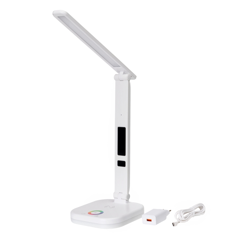 LED RGBW Dimbare tafellamp met aanraakbediening en draadloos opladen, scherm en USB-poort MAGNUS LED/6W/5V 3000-6500K wit
