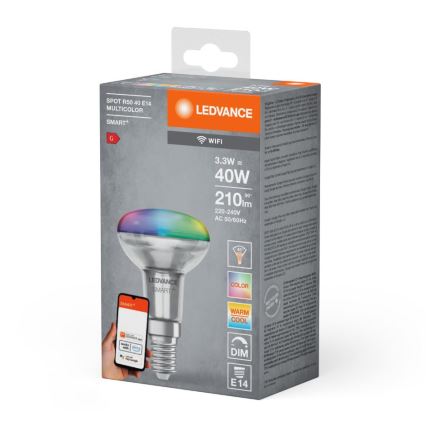 LED RGBW Dimbaar Schijnwerper Lamp SMART+ R50 E14/3,3W/230V 2700-6500K Wi-Fi - Ledvance