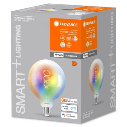 LED RGBW dimbare lamp SMART+ FILAMENT E27/4,8W/230V 2700-6500K Wi-Fi - Ledvance