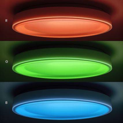 Dimbare RGBW LED-plafondlamp MELO, 36 W, 230 V, 3000–6000 K, Ø 39 cm, wit, inclusief afstandsbediening