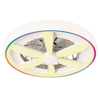 LED RGBW dimbaar plafondlamp met ventilator MALAWI LED/48W/230V 3000-6500K wit + afstandsbediening
