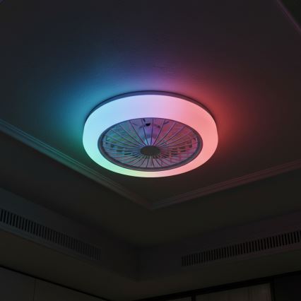 LED RGBW dimbare plafondlamp met ventilator ZAMBIA LED/24W/230V 3000-6500K wit + afstandsbediening