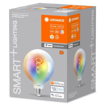 LED RGBW Dimbare SMART+ FILAMENT Lamp E27/4,8W/230V 2700-6500K Wi-Fi - Ledvance