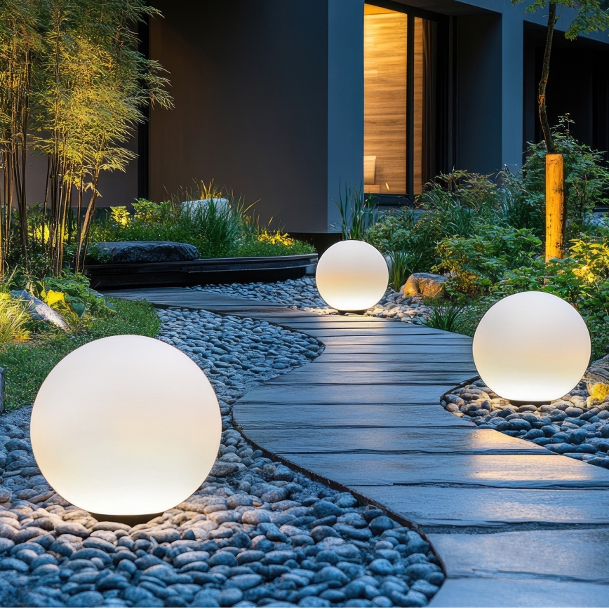 Dimbare LED RGBW zonnelamp GARDEN BALL LED/5W/3,7V 3000K IP54 2200 mAh Ø 30 cm + afstandsbediening